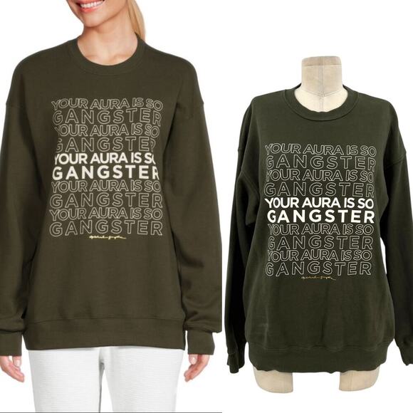 Spiritual Gangster Aura Graphic Oversized Sweatshirt Leaf Green‎ Size Small - Picture 1 of 9